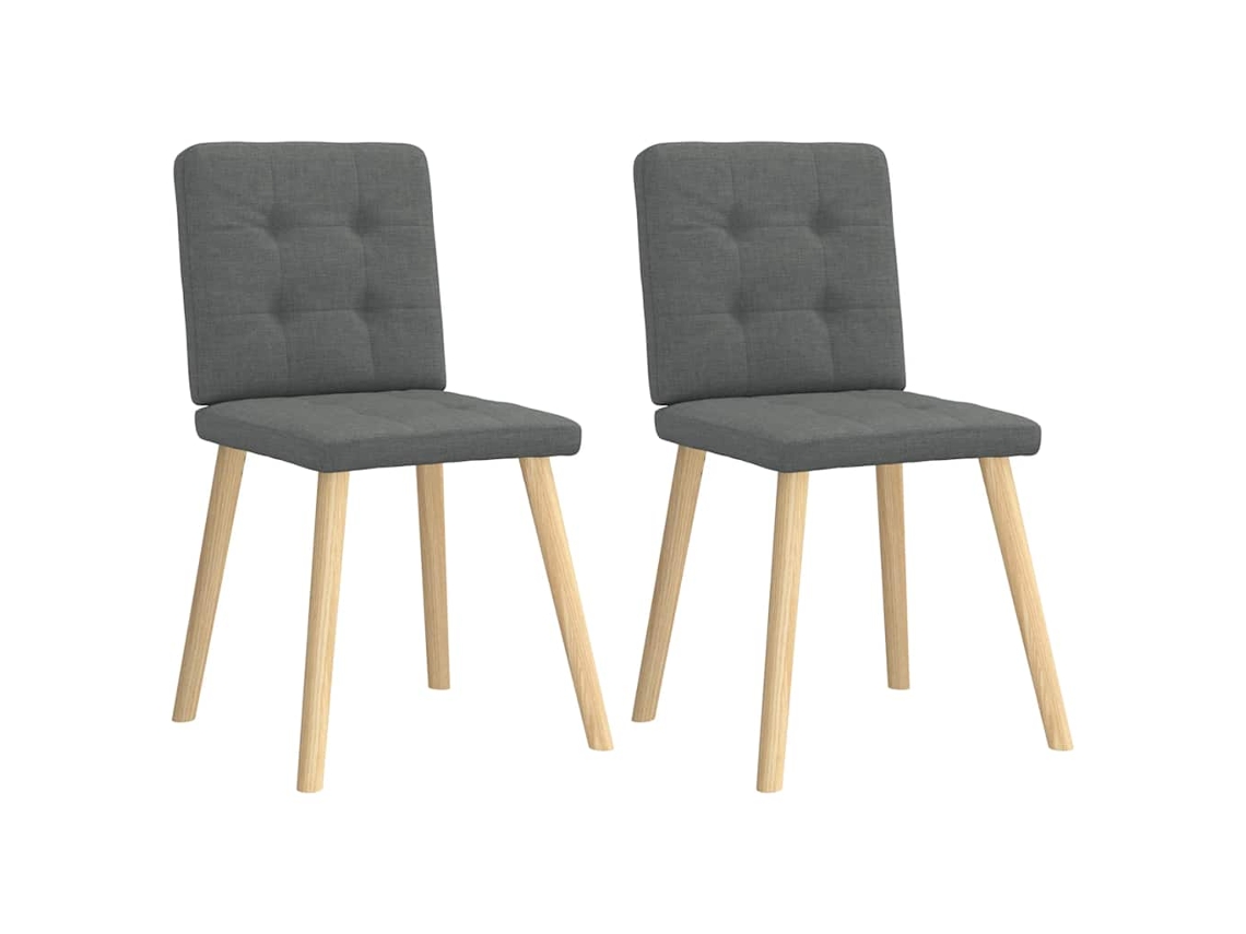 Vidaxl Cadeiras De Jantar 2 Pcs Tecido Cinzento-escuro