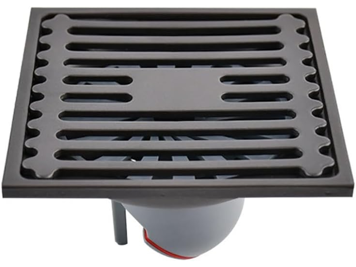 Ralo de Piso Externo Quadrado em Aço Inoxidável para Banheiro, Chuveiro, Sifão Eliminação Odores com Tampa Filtro Removível 10*10cm AQUAFORGE