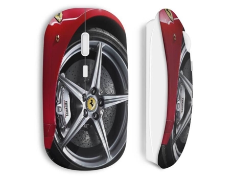 Rato Sem Fio Ferrari Roda Aro Vermelho Prata MANIACASE