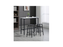 Conjunto De Balcão De Bar Com Banquetas, 3 Peças, Mesa De Jantar Com 2 Banquetas Altas, Grupo Para Refeições, Mesa De Pé, Aço, Branco E Preto Btforus