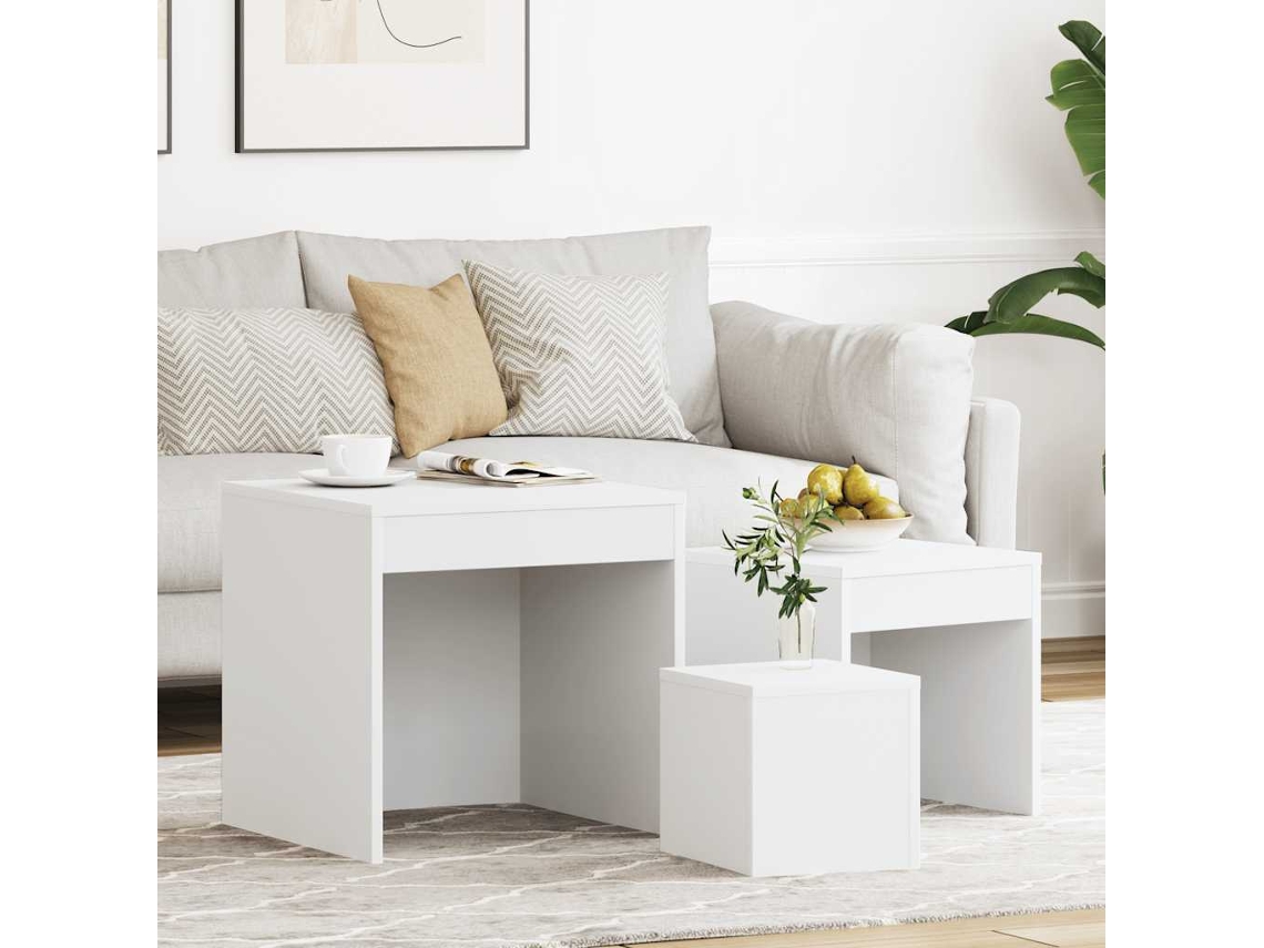 Vidaxl Mesas De Encastrar 3 Pcs Madeira Processada Branco