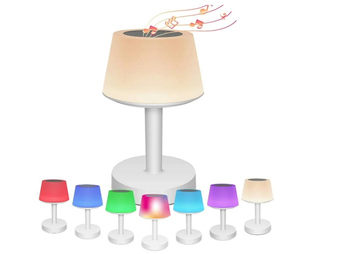 Abajur Bluetooth Smart Yizhood 7 Cores Alto Falante Rgb Branca