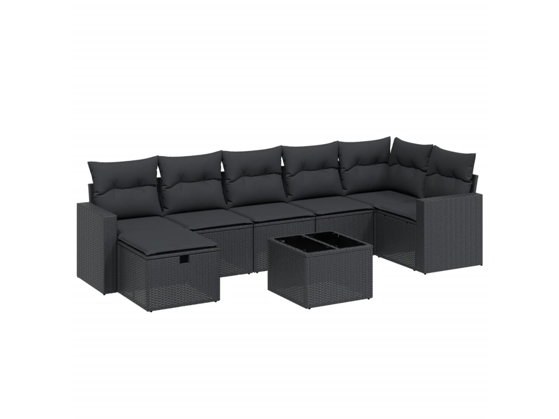 Conjunto de 8 sofás de jardim com almofadões Vime Pe Preto MAISON EXCLUSIVE (N/A)