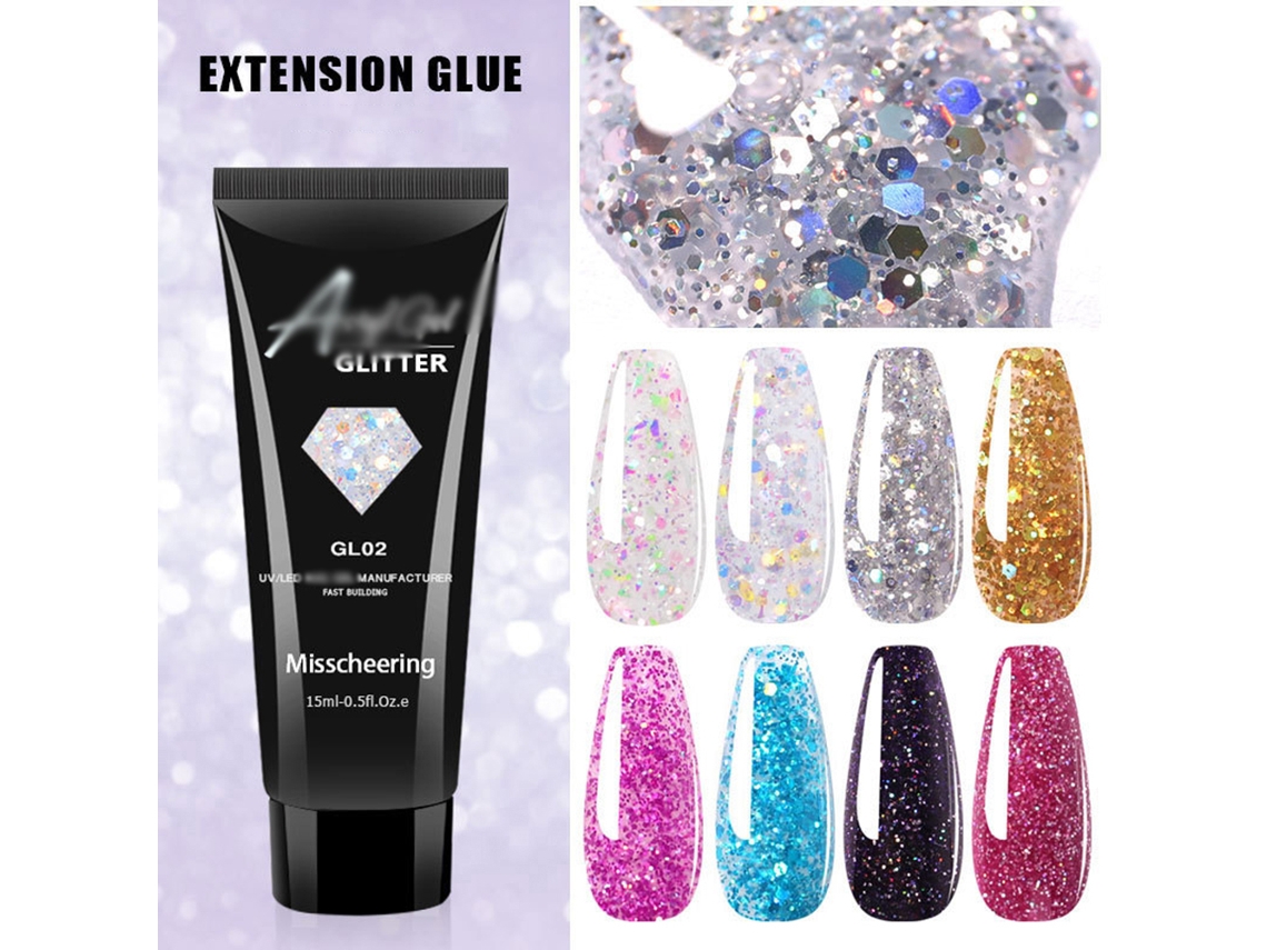 Kit De Cola Para Alongamento De Unhas Com Glitter Conjunto Completo Para Design De Unhas Diy Fácil