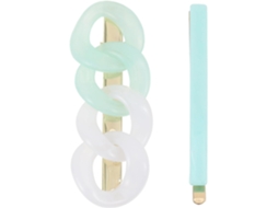 Conjunto de 2 presilhas de cabelo Vazadas em tons de verde ombré.