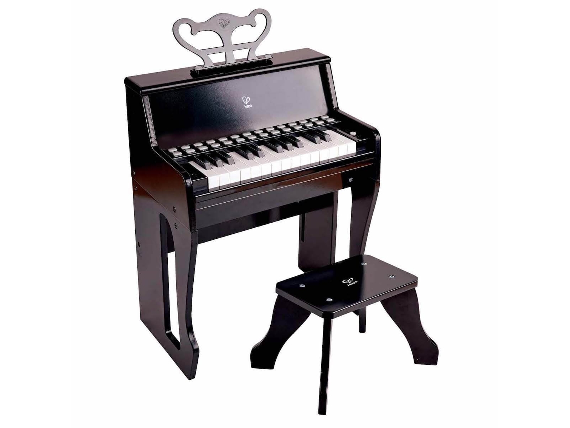 Brinquedo Musical HAPE Piano de Aprendizagem com Banco e Luzes Preto (3 Anos)