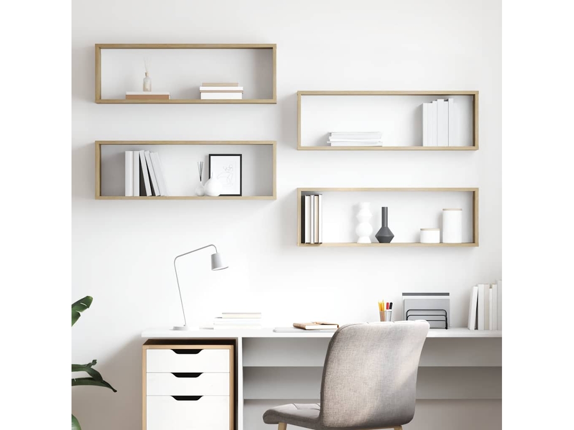 Vidaxl Estantes Parede Cúbicas 4pcs Deriv. Madeira 80x15x26,5cm Sonoma
