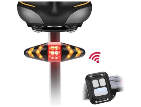 Luz traseira de bicicleta LED sinais de mudança com modos multifuncionais de controle remoto sem fio à prova dágua para bicicleta de estrada MTB - pr