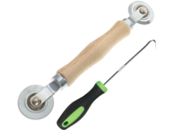Kit De Reparo Telas Housouutil Com Rolo Madeira E Gancho Aço Inoxidáve