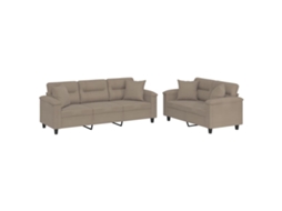 Sofa Set, Sofa Sets Vidaxl Cinzento-acastanhado Microfibra (n/a)