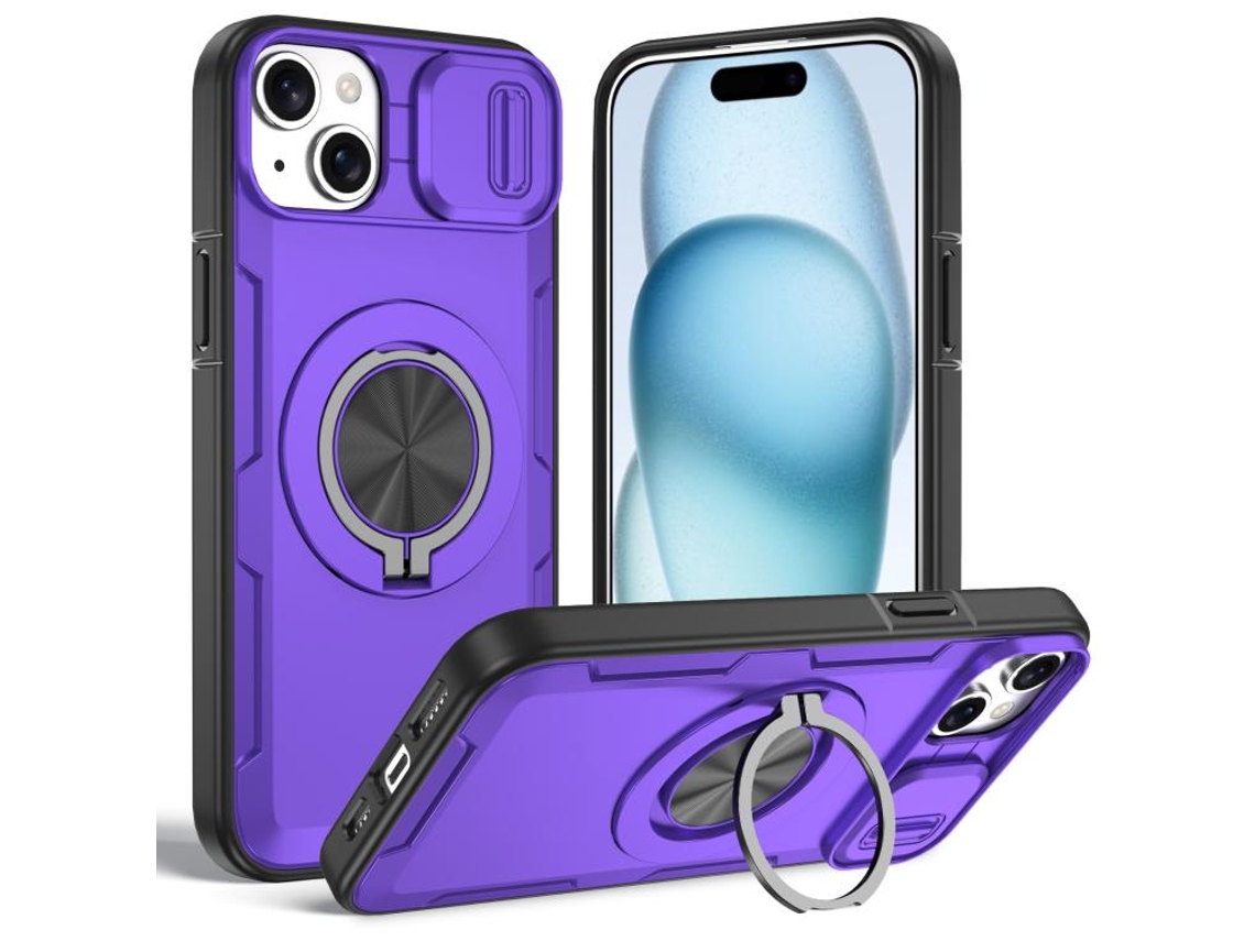 Capa Zruxe Compativel Com Iphone 15 (magsafe - Suporte Giratorio - Camshield - Roxa)