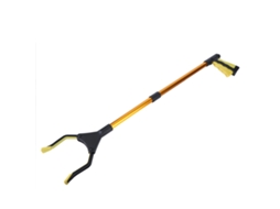 Pinça de Lixo Dobrável com Cabo Longo Amarelo e Tubo Dourado