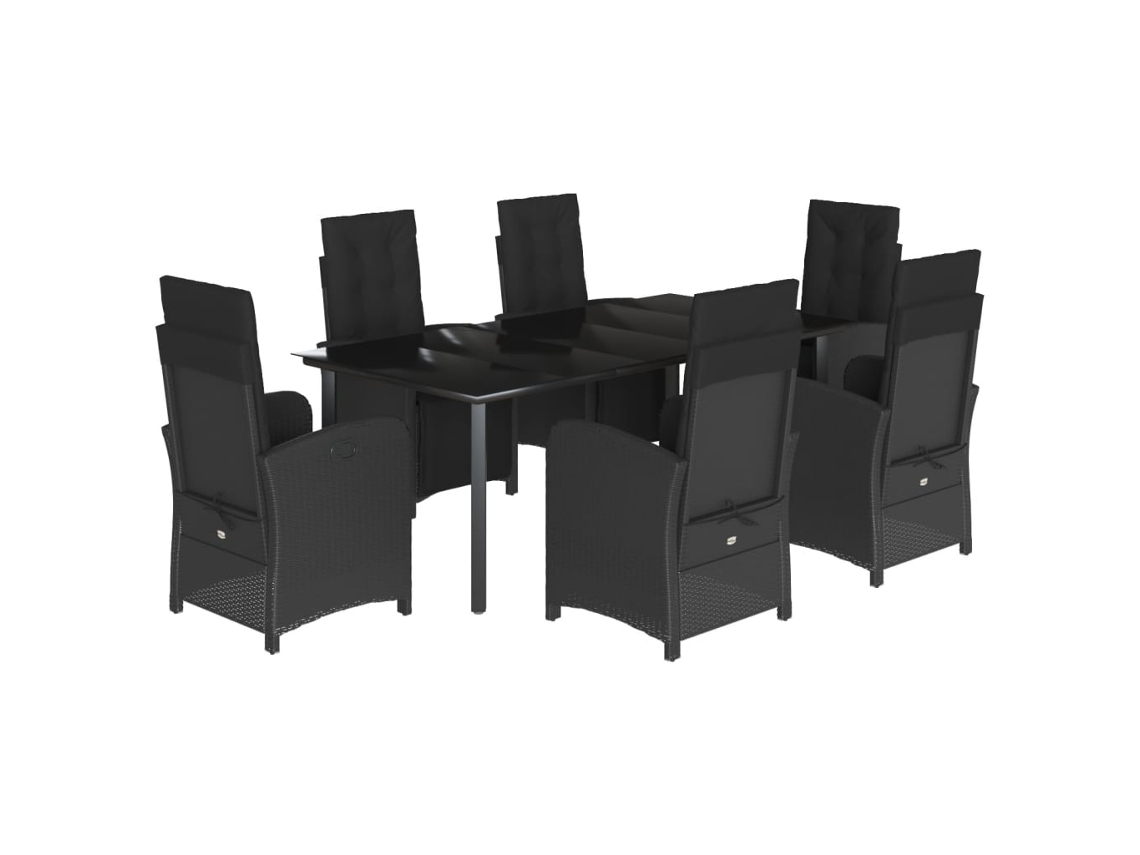 Garden Dining Set, Garden Dining Sets Vidaxl Preto Rattan / Vime (mesa Com 200 Cm De Comprimento)