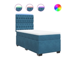 Cama boxspring com colchão VIDAXL veludo azul (90x200 cm)