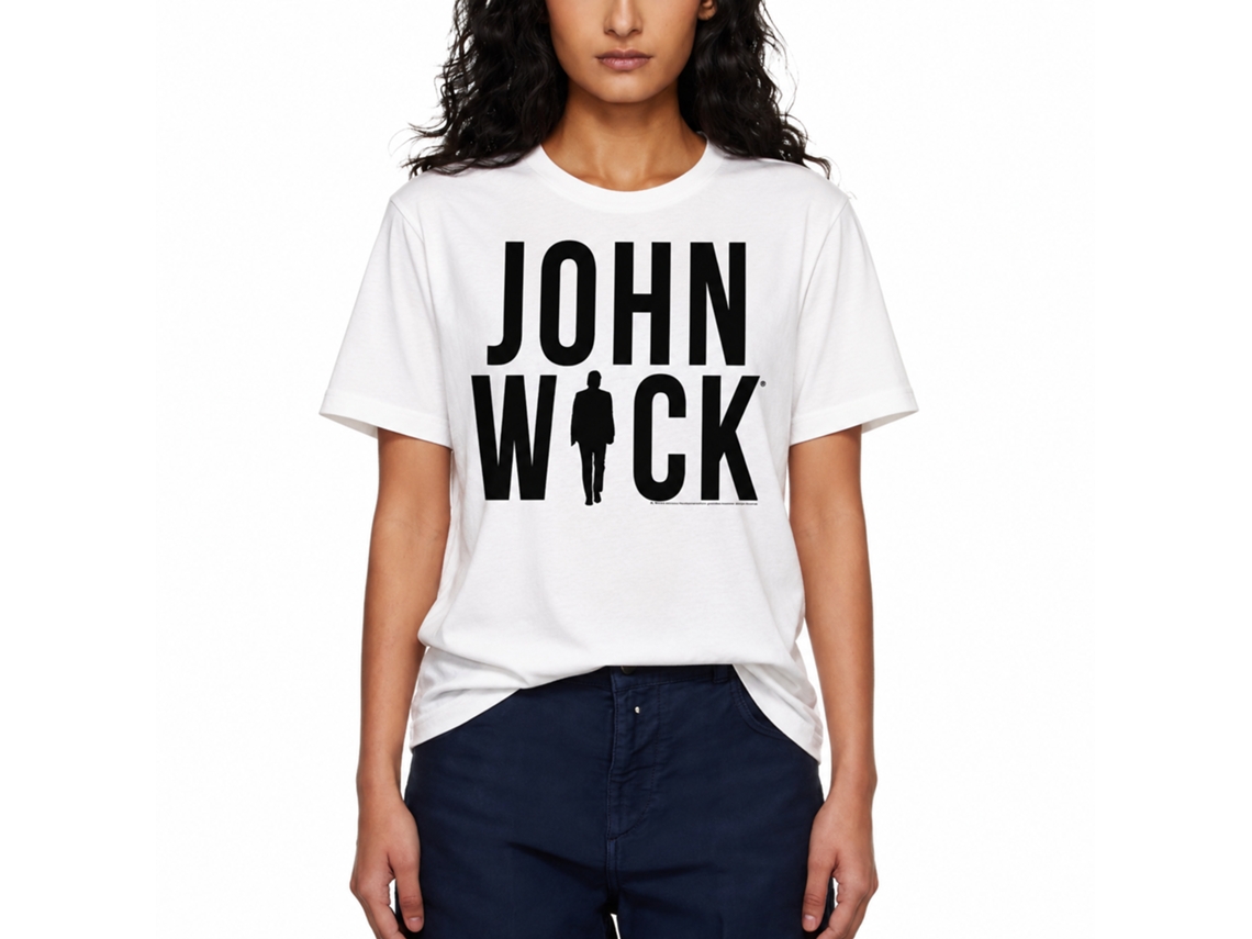 Rockinstone John Wick Silhouette Logo White Adult T-shirt Size:xxl