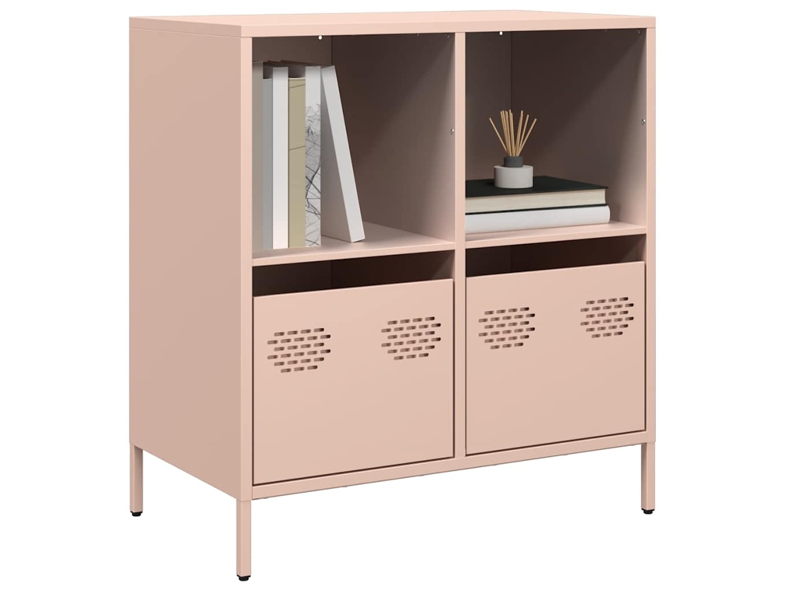 Vidaxl Aparador 68x39x73,5 Cm Aço Laminado A Frio Rosa