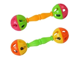 2026 brinquedo Interativo de Sonaja para Papagaios Brinquedo de Mastigação em Plástico Durável Suprimento para Aves Cor Aleatória 2pcs