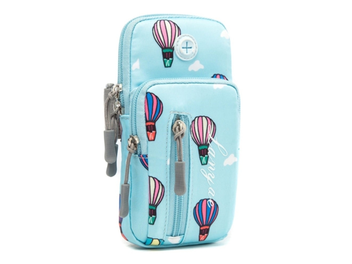 Pulseira Elástica Universal Com Estampa De Balão De Ar Quente - Capa Para Celular - Azul Celeste / Tamanho: G