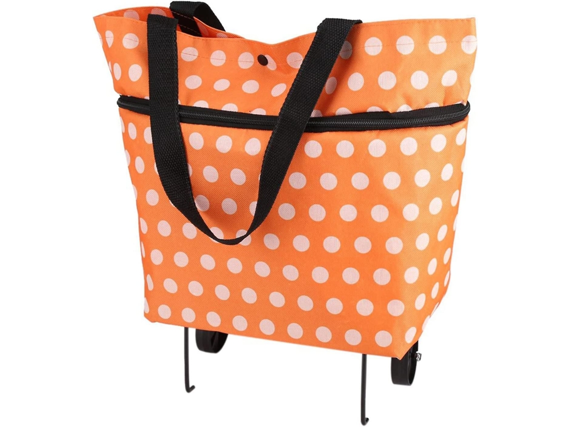 Carrinho de Compras com Rodas, Leve e Dobrável, em Tecido Oxford, Dupla Função, Laranja, Ideal para Presentear Mães nas Compras GOKOCO (laranja)