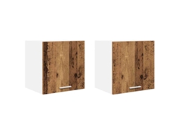 Conjunto de 2 Armários Suspensos Madeira Antiga e Branco (40x31x40 cm)