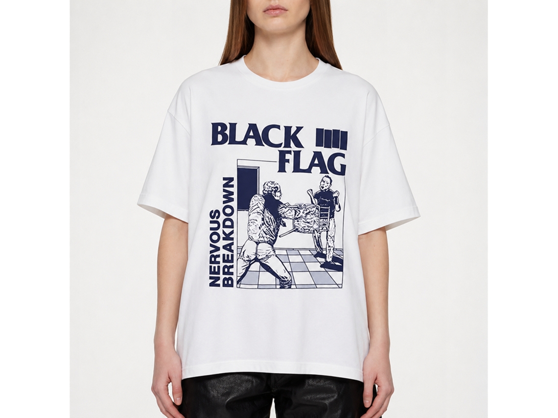 Black Flag Nervous Breakdown T-shirt White Unisex Adults Size:m