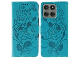 Capa Tipo Carteira Com Estampa De Borboleta Rosa E Couro Sintético Para Motorola Edge 60 Pro 5g, Azul