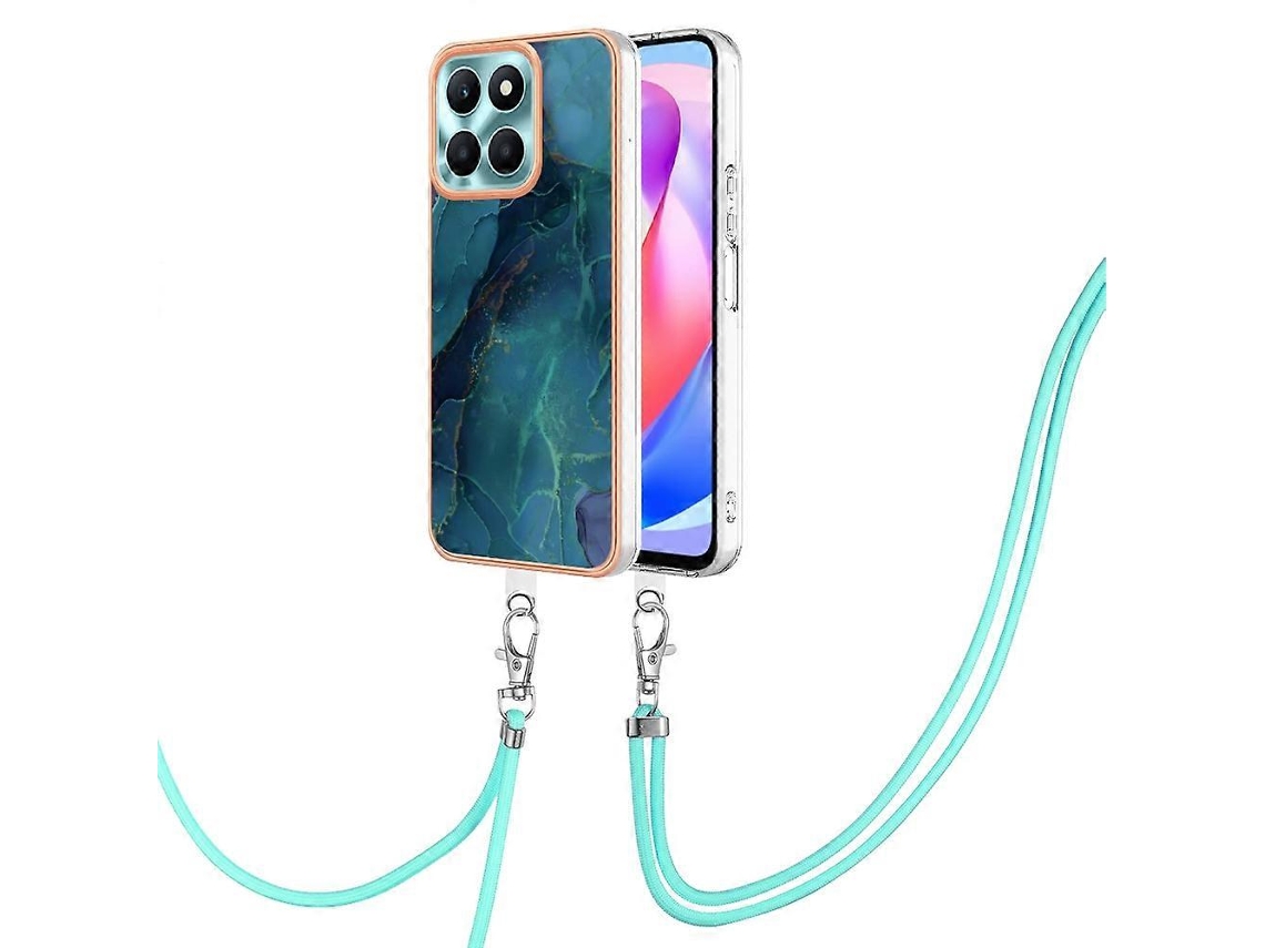 Capa De Celular Imd Dupla Face Com Acabamento Em Mármore Galvanizado Para Honor X6a Com Cordão