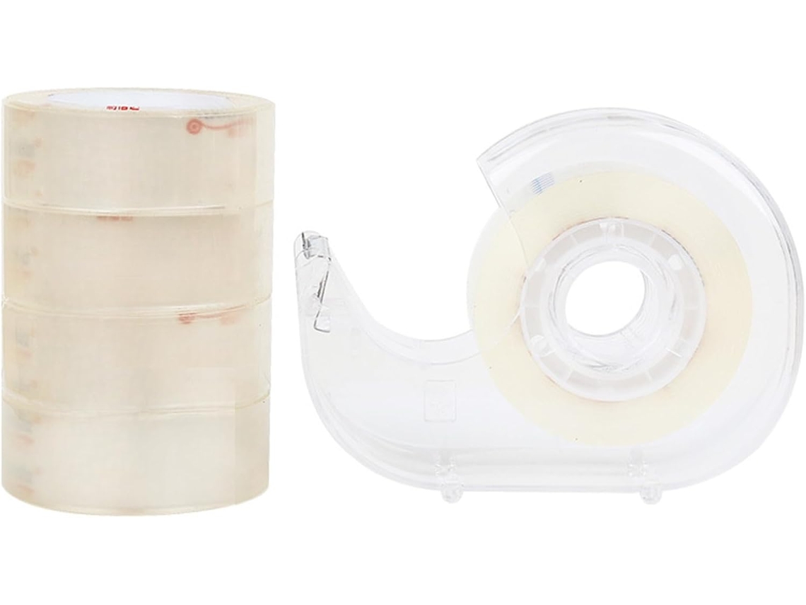 5 rolos de fita adesiva de 18 mm com dispensador anti-desperdício para mesa