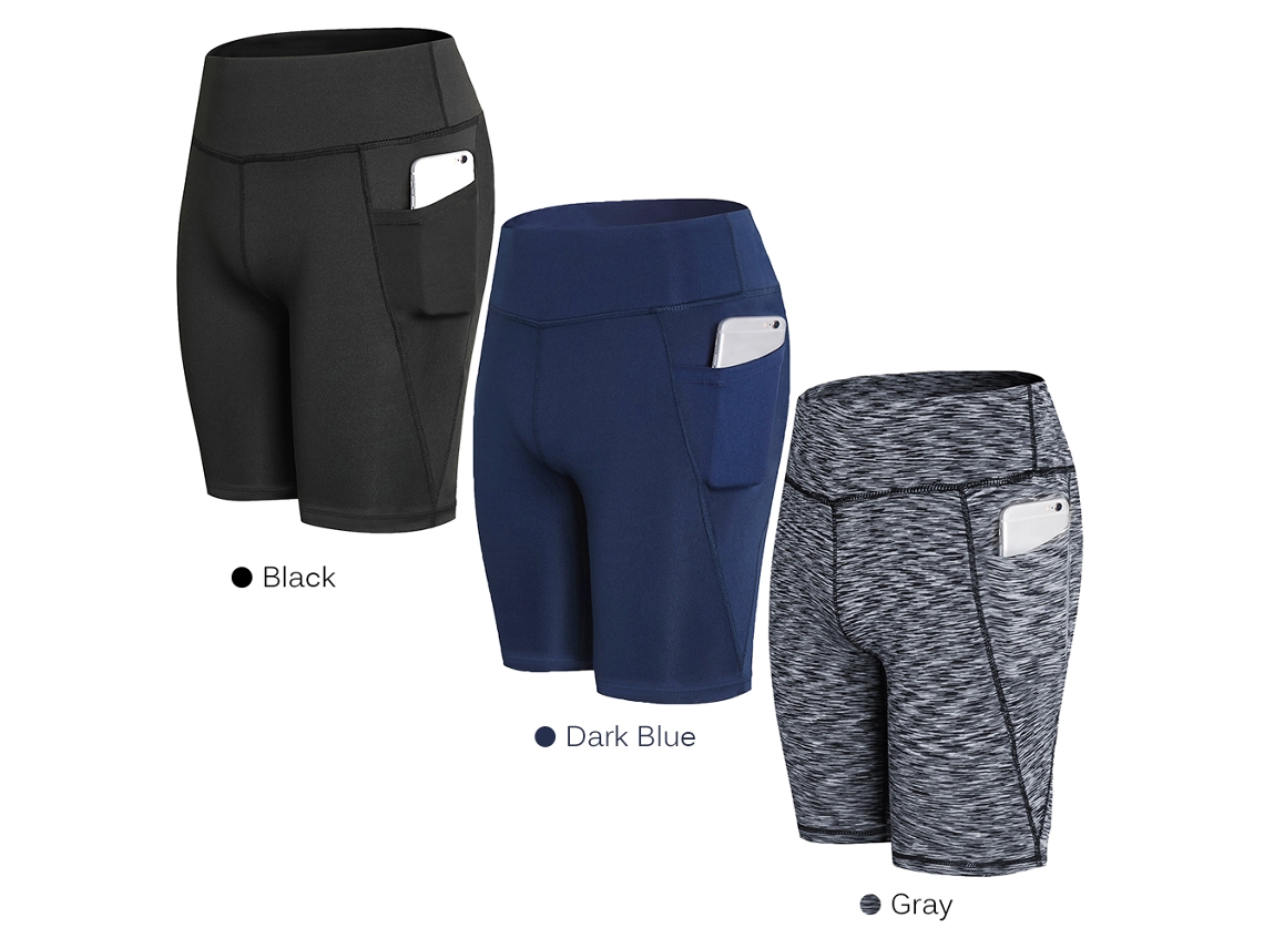 Business calcinha de Yoga Curta para Mulher Legging de Treino de Secagem Rápida com Bolso Azul Escuro XXL