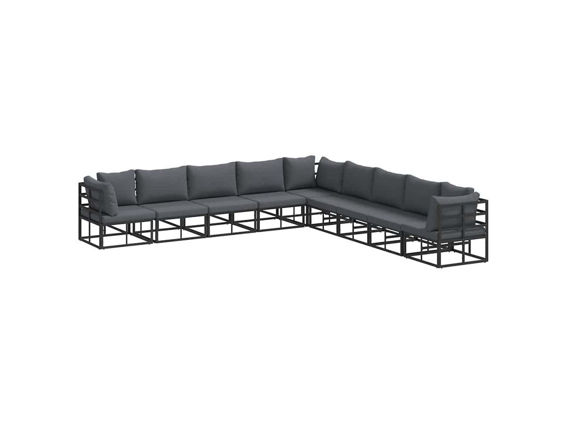 Conjunto 9 Móveis De Jardim Vidaxl Preto Alumínio (353 X 353 X 71 Cm)