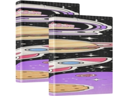 Pasta Redonda Roxa Com Estampa De Astronauta Espacial 3, 8cm 1, 5 Polegadas Com Bolsos, Pacote Com 1 2 Unidades, Capa
