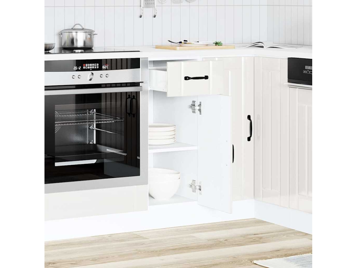 Vidaxl Armário De Cozinha Baixo Lucca Deriv. Madeira Branco Brilhante