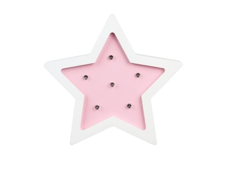 Vela de madeira infantil estrela Tom e Zoe altura 13 cm rosa operado por bateria LED