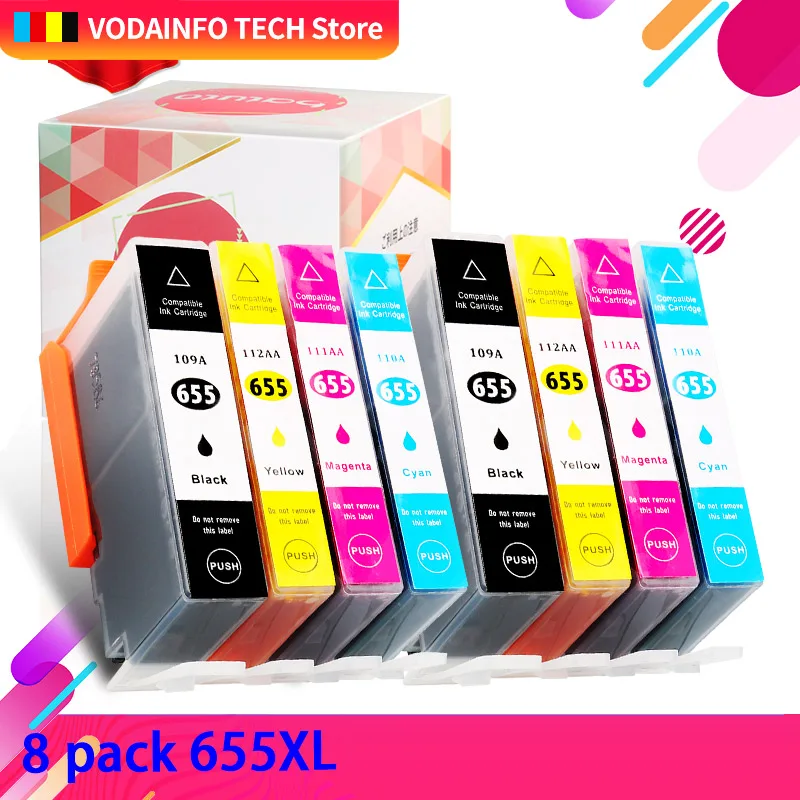8 Tinteiros Compatíveis Nº 655xl para Hp Deskjet 3525 5525 4615 4625 4525 6520 6525 6625 MDUG