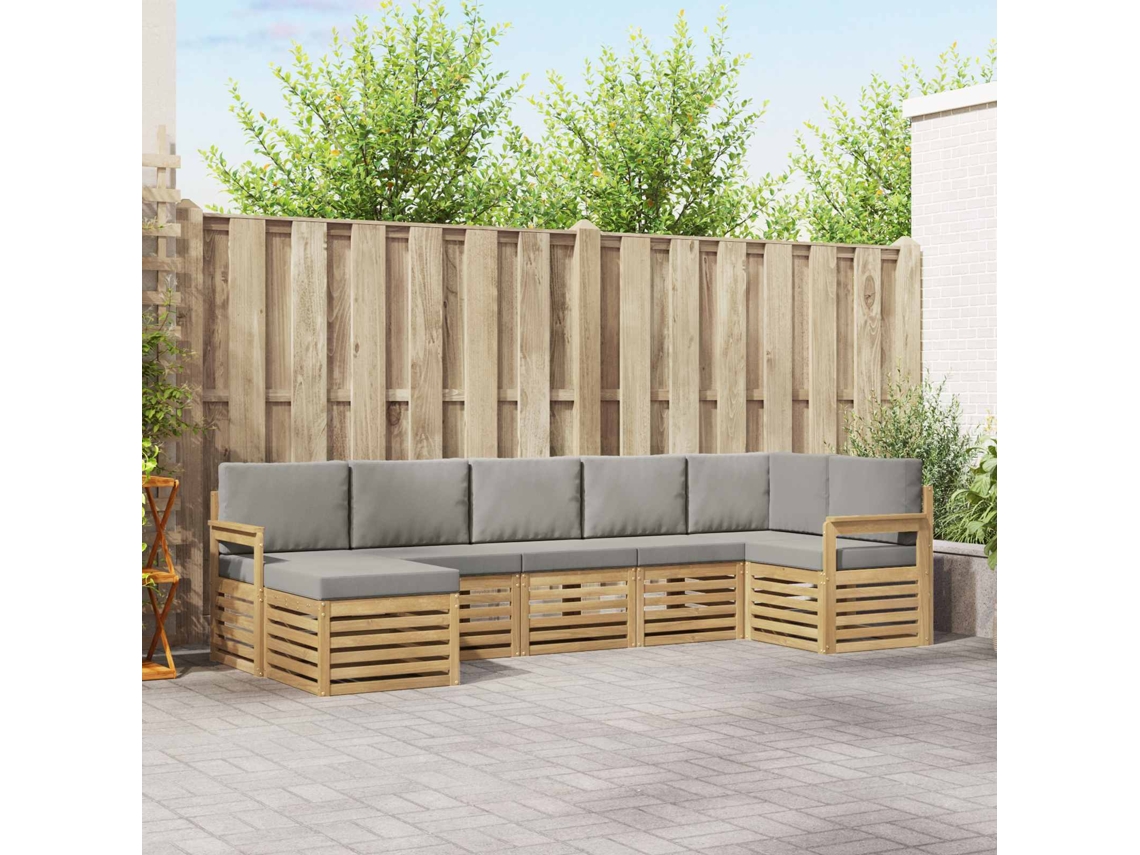 Vidaxl Conjunto De Sofás Para Exterior 6 Unid. Branco E Cinza Claro