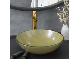 Vidaxl Lavatório Torneira Válvula Click-clack Vidro Temperado Dourado