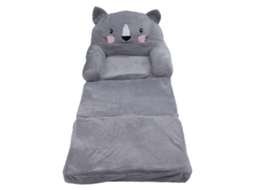 Poltrona Infantil Cinza Estilo Cartoon Dobrável com Braços Largos, Encosto Estável, Sofá Bebê, 3 Camadas