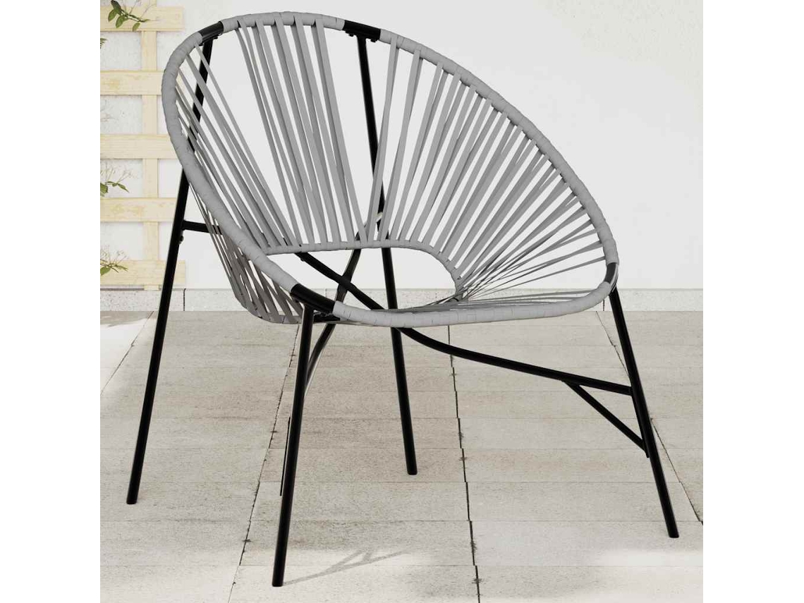 Vidaxl Cadeira De Jardim Em Forma De Ovo Vime Pe Preto E Cinza-claro