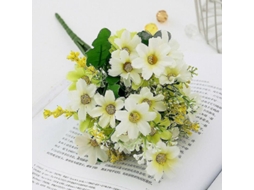 Buquê com 28 Cabeças de Margaridas Artificiais de Seda AQUAFORGE (branco e Verde 2 Unidades)