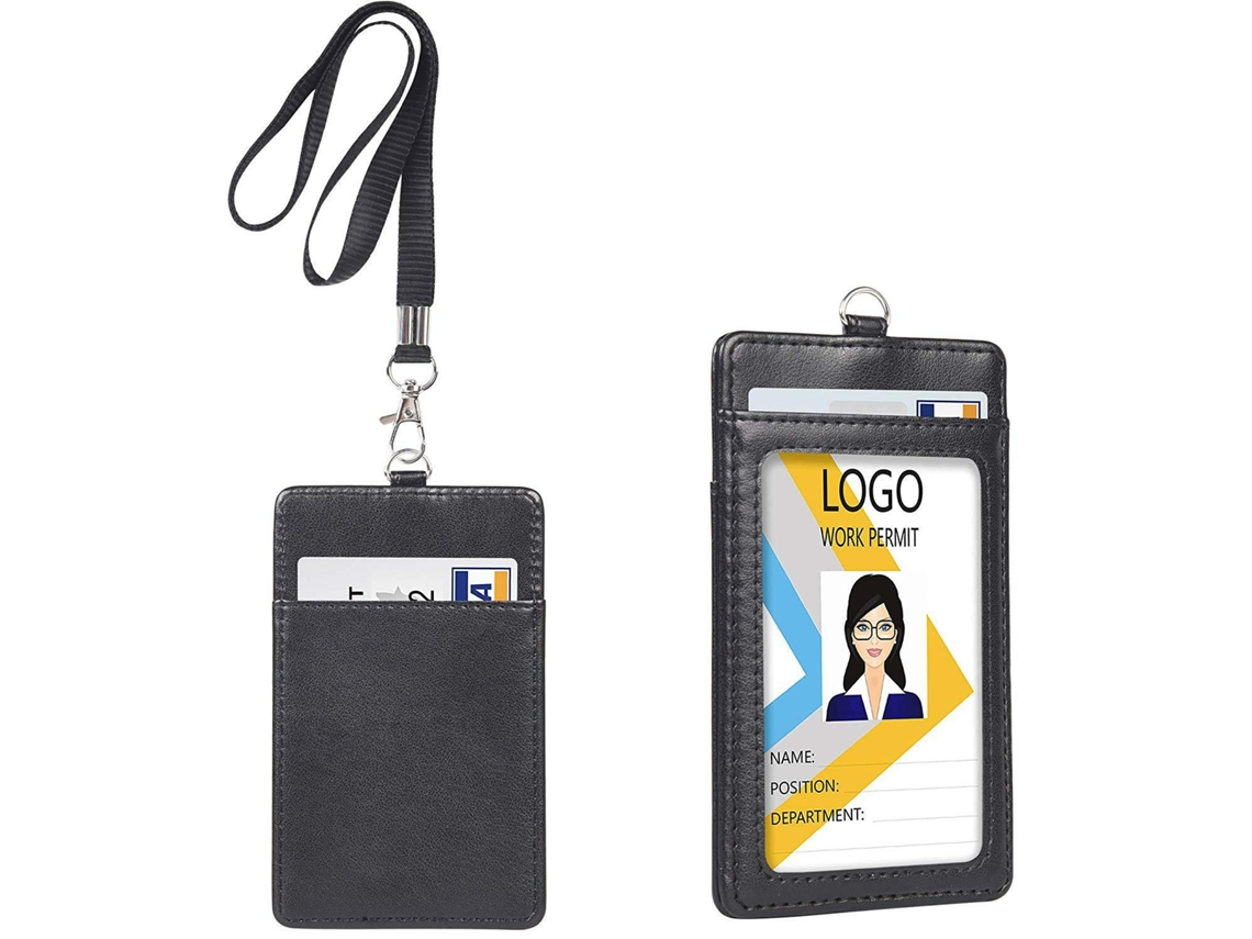 Porta Cartão De Identificação De Couro E Cordão Retrátil Para Pescoço SUNNY SPACES