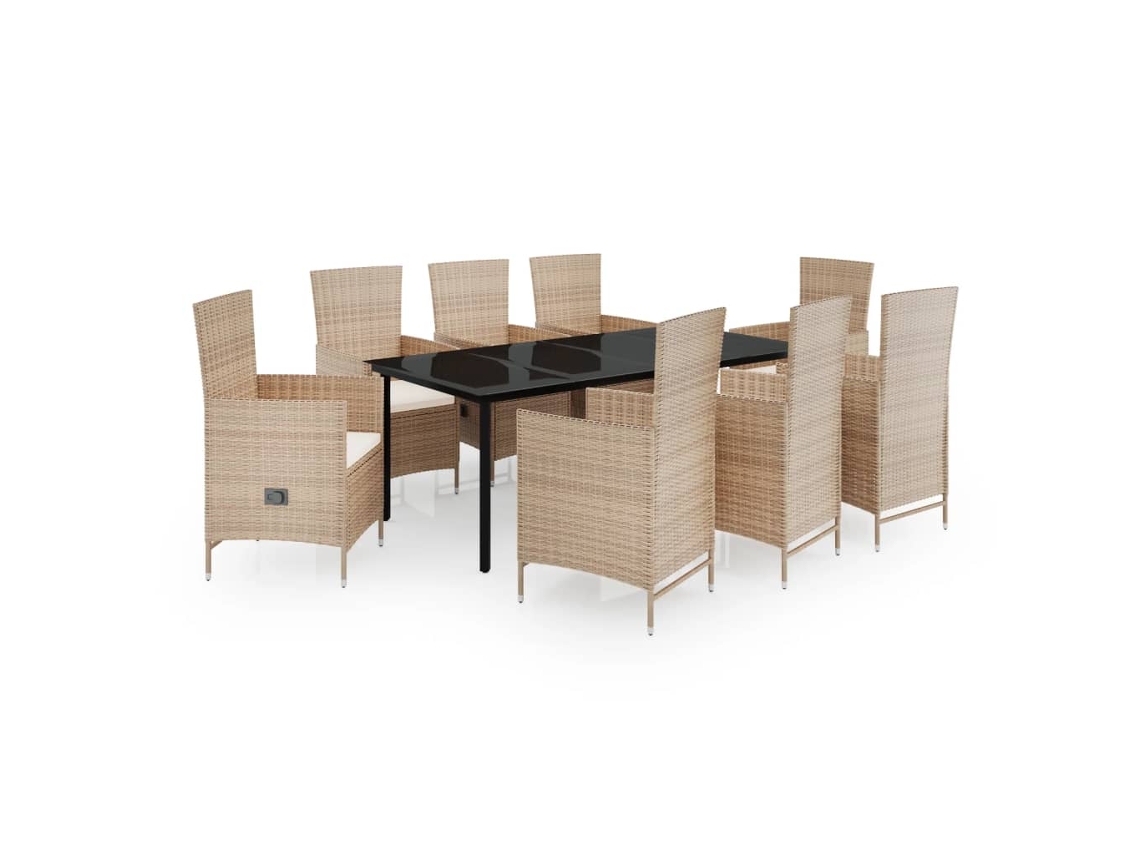 Garden Dining Set, Garden Dining Sets Vidaxl Bege Rattan / Vime (200 Cm Table Length)