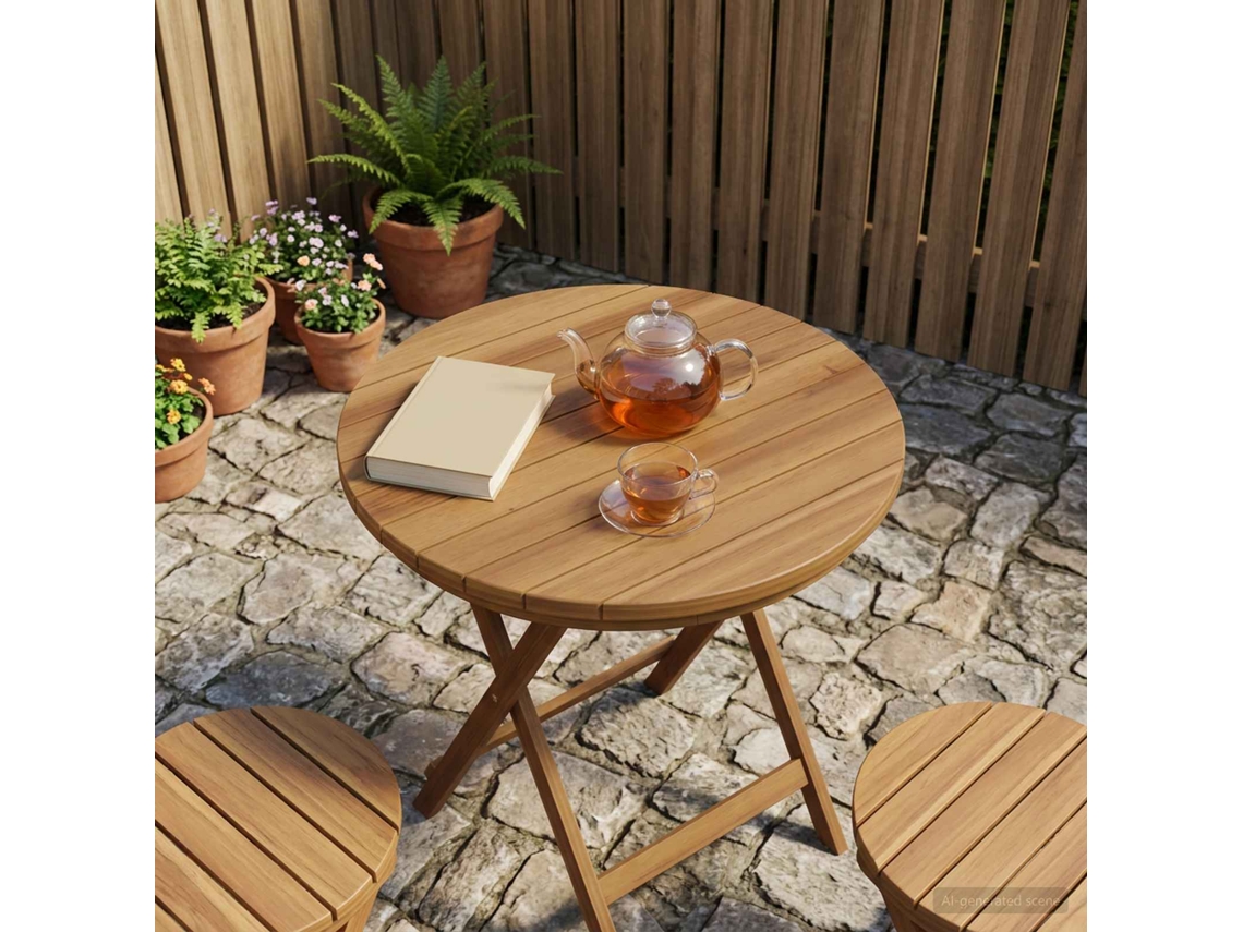 Vidaxl Tampo De Mesa Ø 40 X 3,5 Redondo Madeira De Teca Sólida Natural