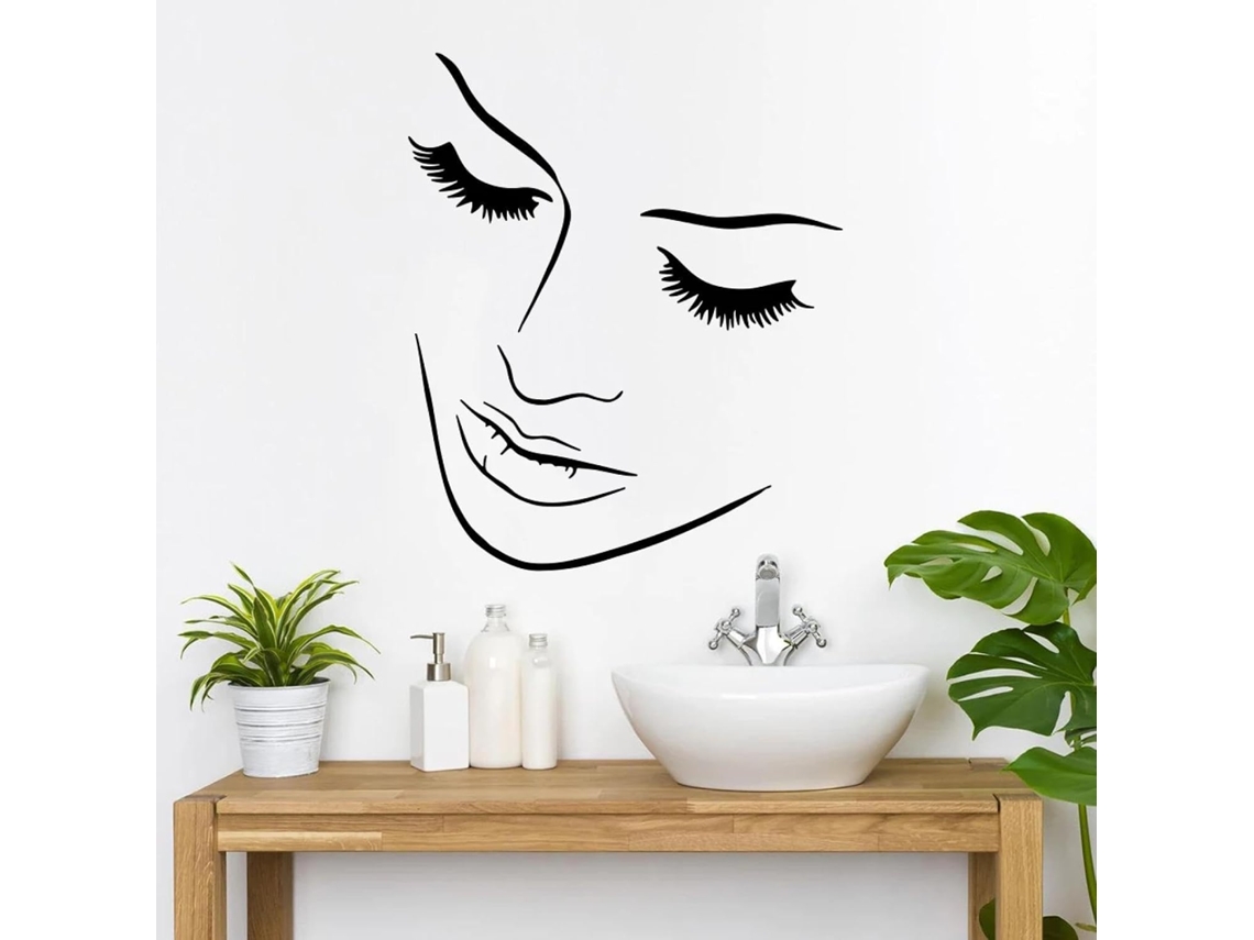 Adesivos Murais Para Vitrine de Salão de Beleza, Salão de Extensão de Cílios, Beautiful Woman, Girl, Decoração Murale Para Makeup Room