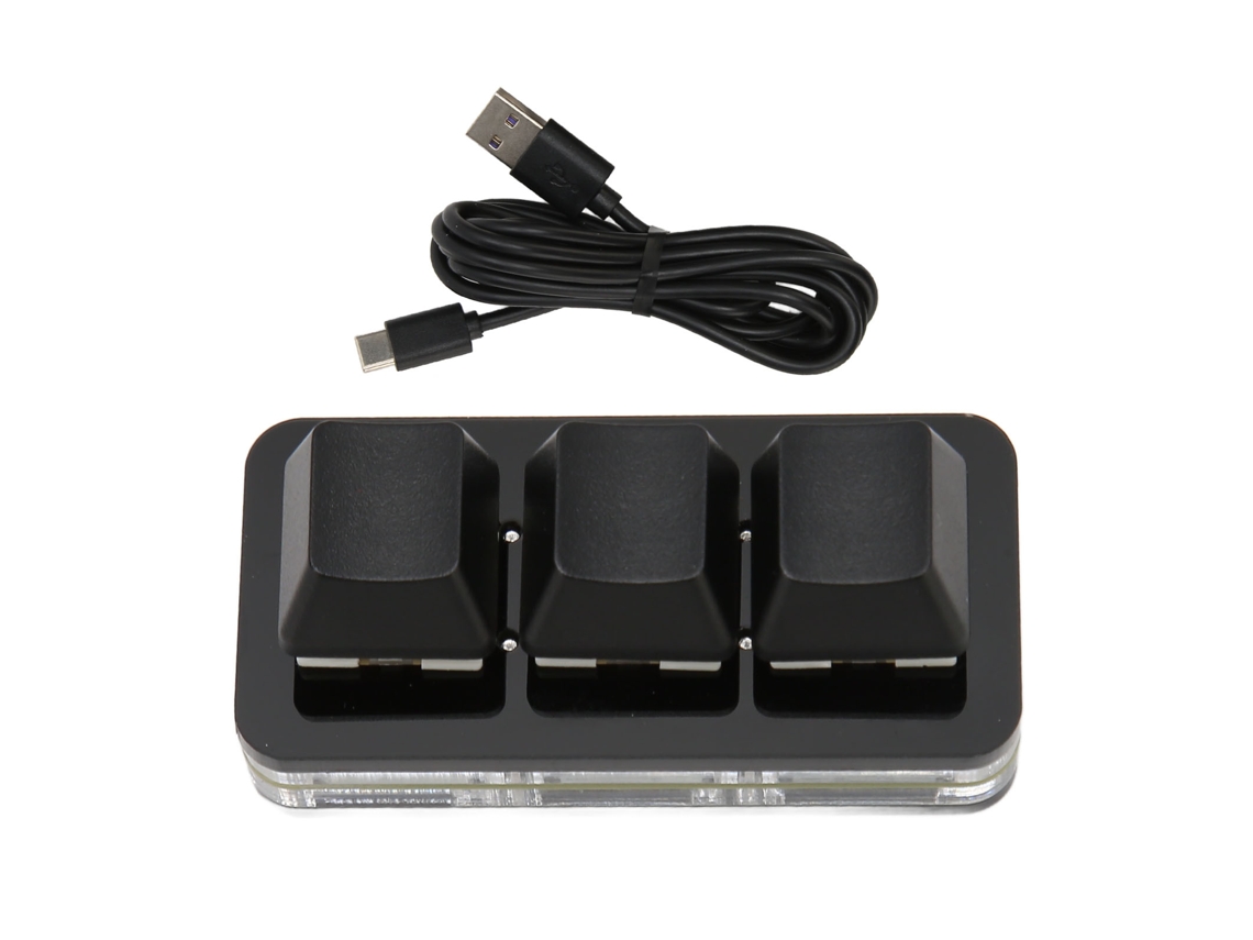 Teclado Mini Usb de 3 Teclas com Retroiluminação Rgb Led, Compatível com Hot swap, Osu, Hid e Programação de Macros, CHABERLU