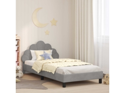 Vidaxl Estrutura De Cama Infantil Com Cabeceira Cinzento-claro Veludo