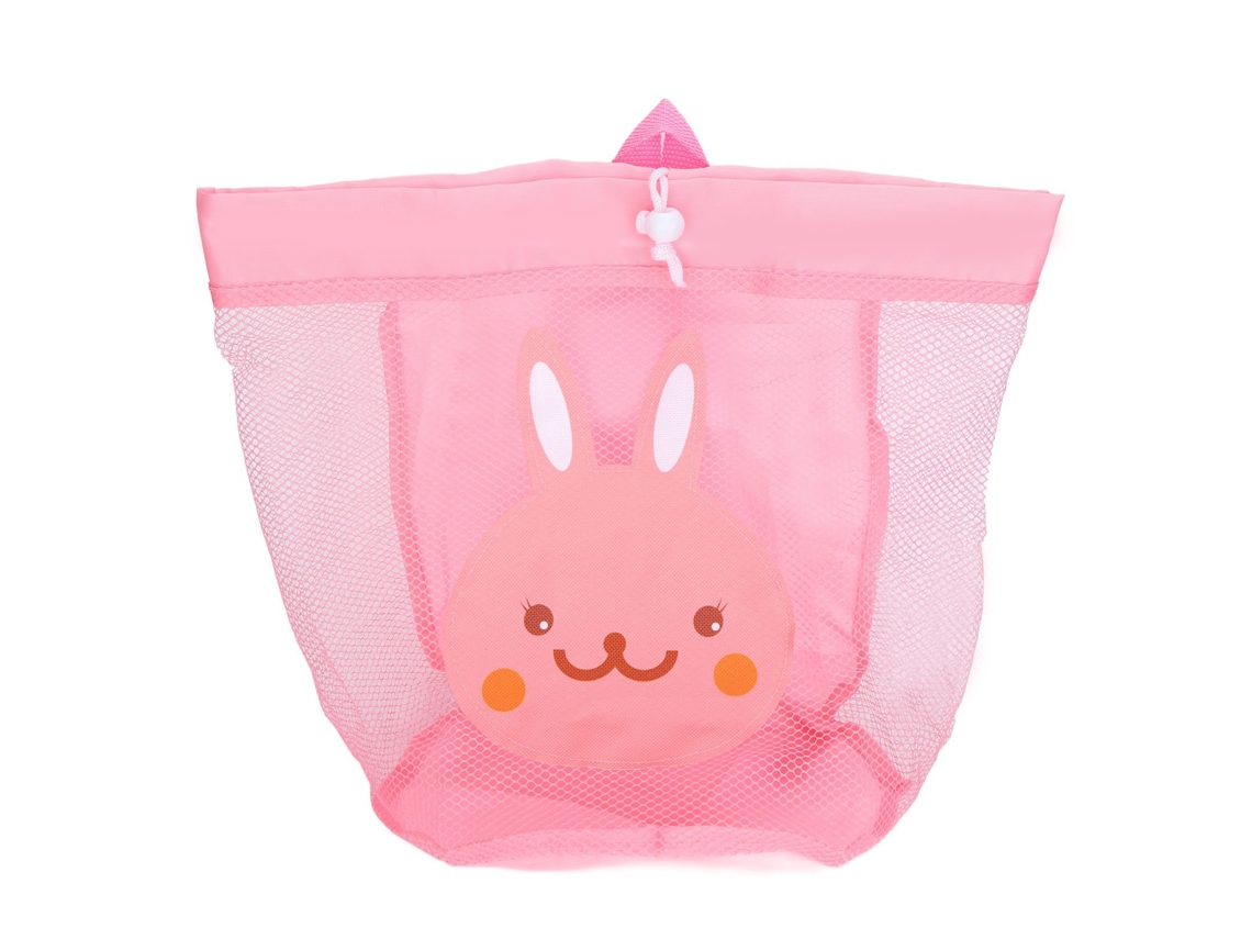 Mali bolsa de Praia de Malha Grande para Brinquedos Infantil com Cinto de Ombro Rosa