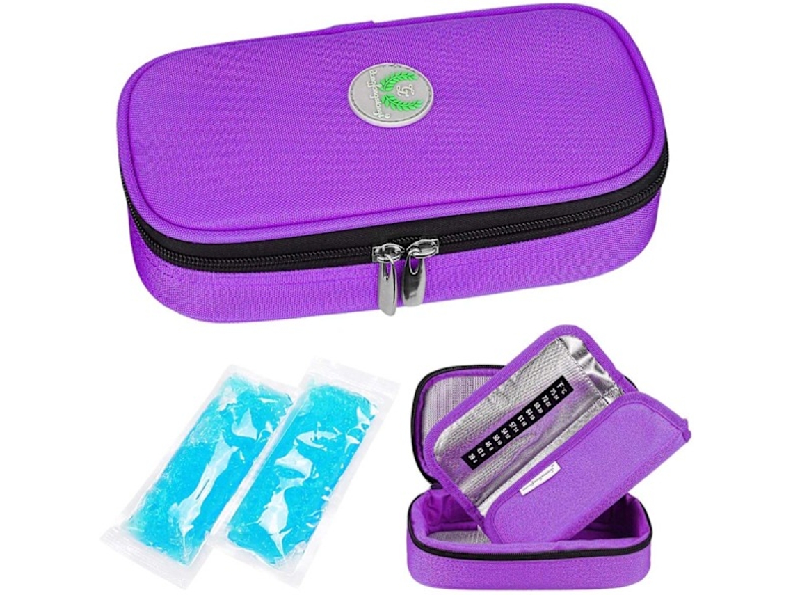 Bolsa De Insulina Para Diabetes Bolsa Térmica Portátil Com Isolamento Médico E 2 Coolers Perfeita Slowmoose (roxa)
