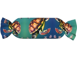 Almofada Cilíndrica Formato de Tartaruga Marinha com Peixes 100 % Poliéster Ideal para Viagens, Casa e