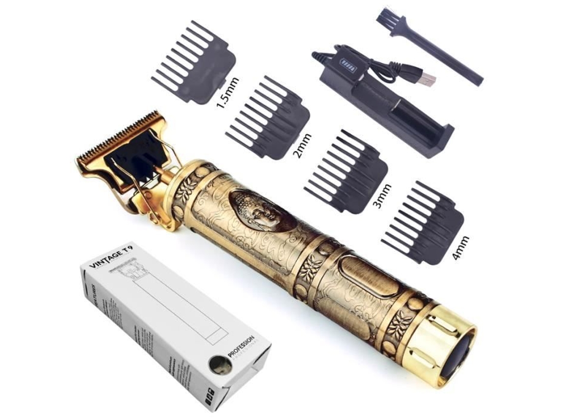 Cor Buda com Caixa Profissional T9 Máquina de Cortar Cabelo Elétrica Barbeador de 0 Mm para Barba Barbear AIHONTAI