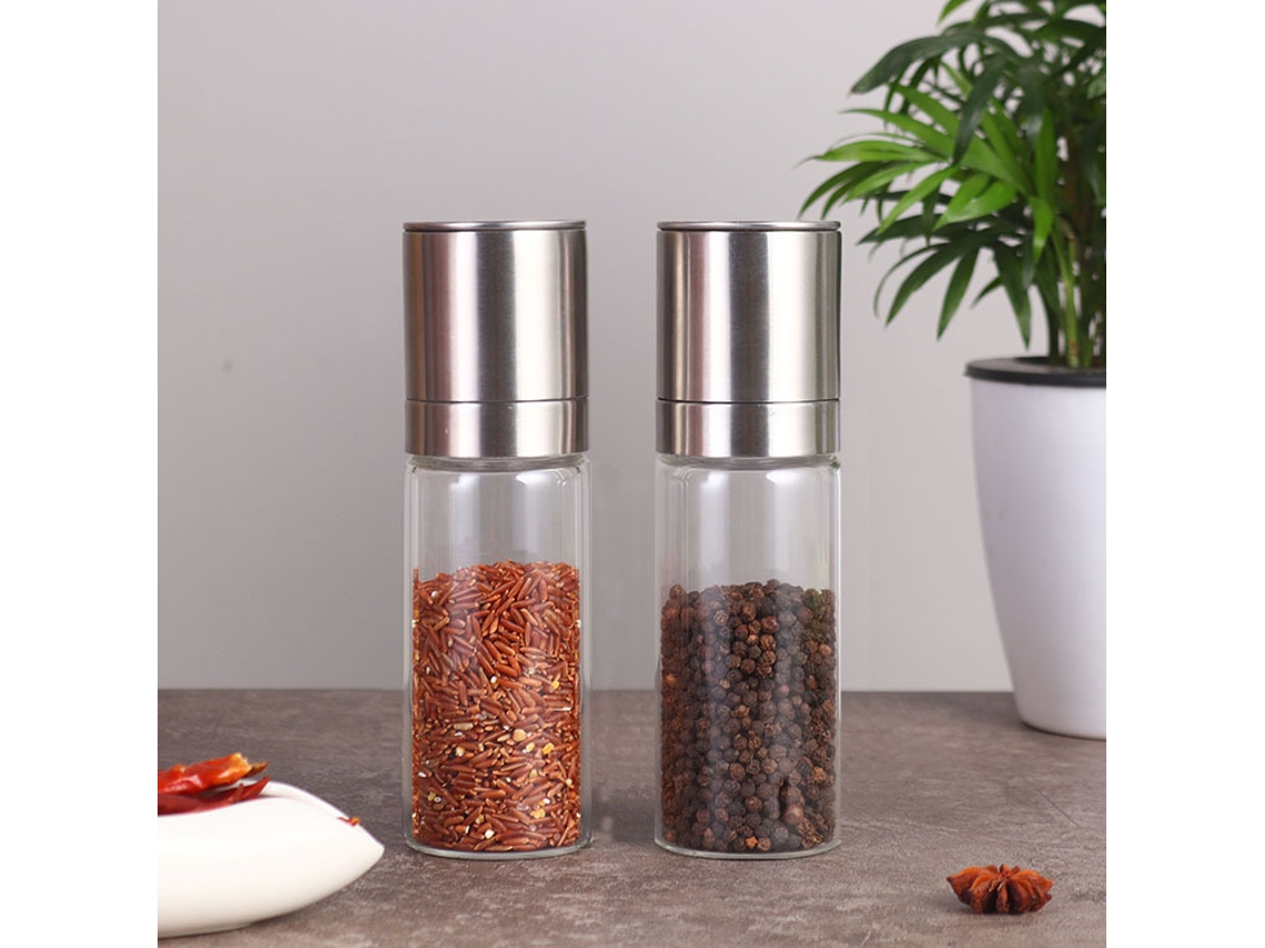 Conjunto de 2 Moedores Ajustáveis de Sal e Pimenta em Aço Inoxidável AQUAFORGE